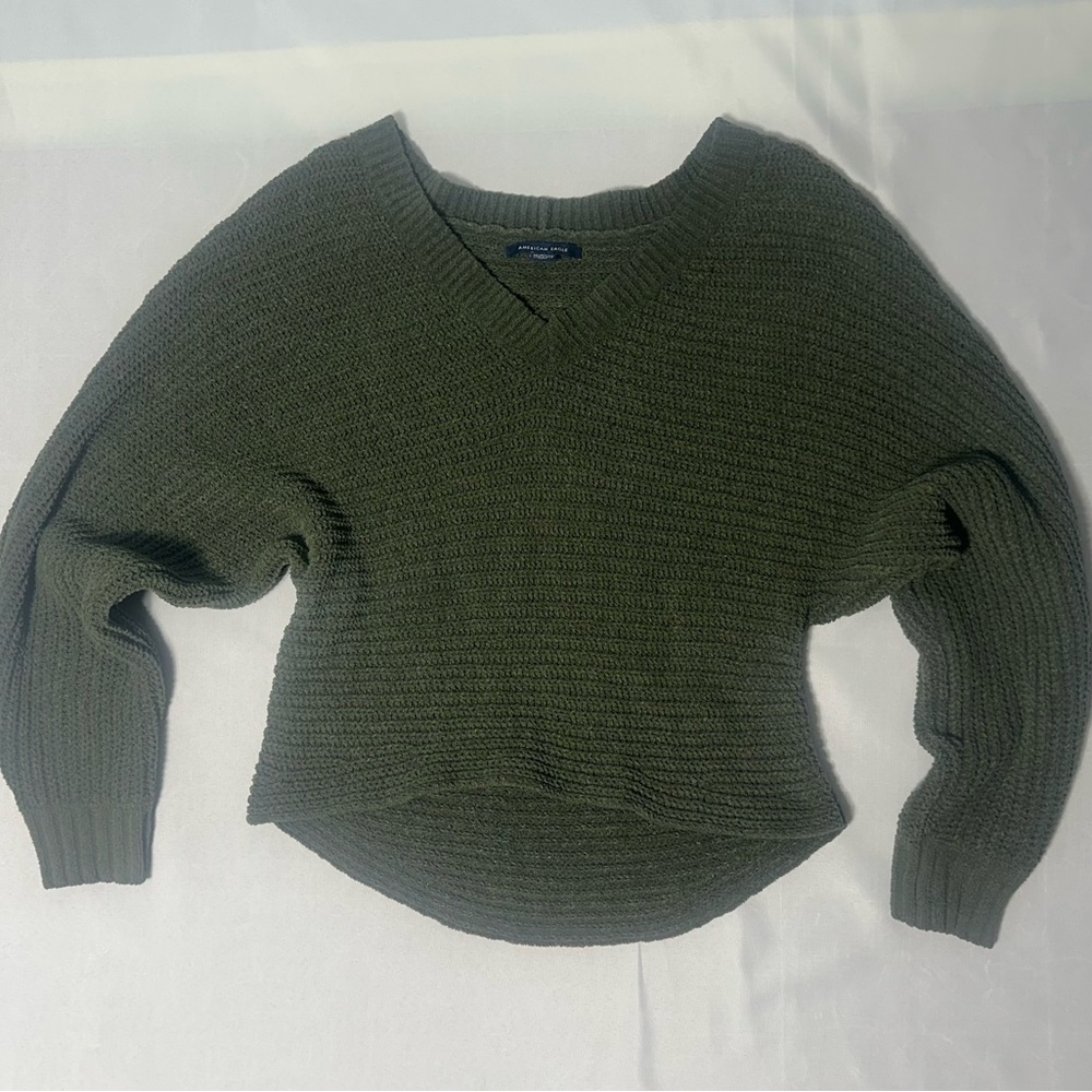 American Eagle Outfitters Deep Green V-Neck Sweater
